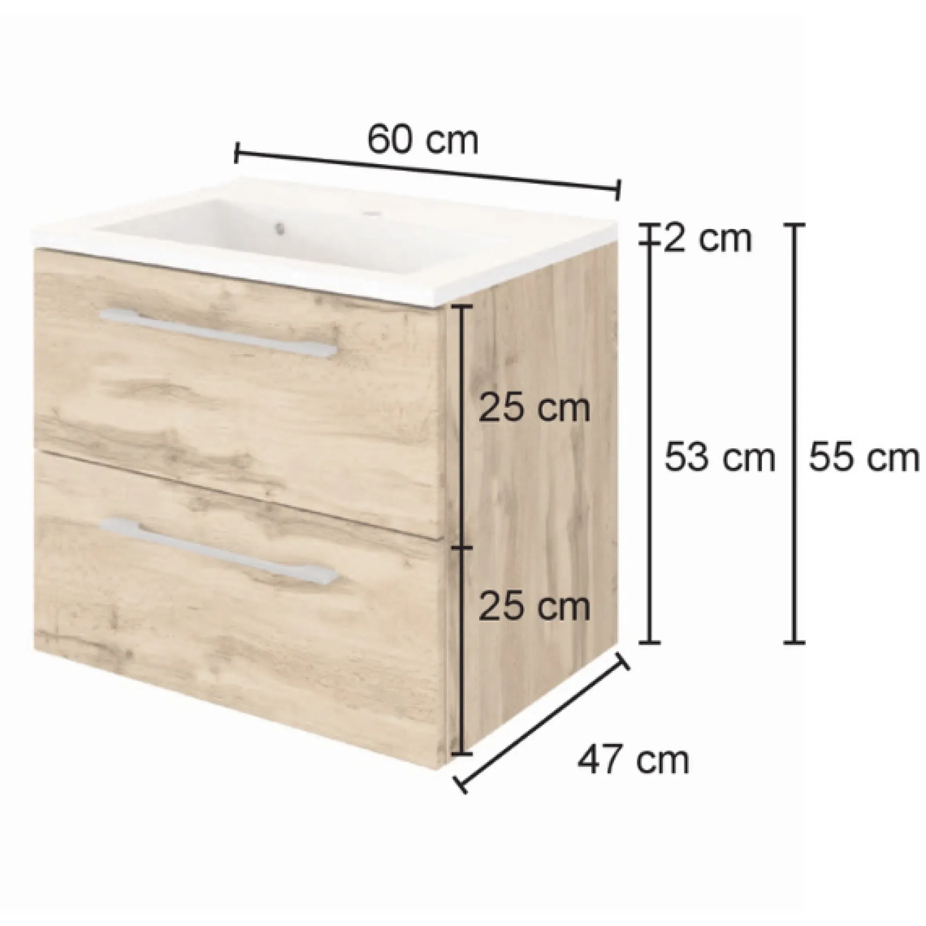 SefaBadezimmer : Spiegelschrank, Waschbeckenschrank, Säulenschrank, Ablageschrank - Eiche/Weiß