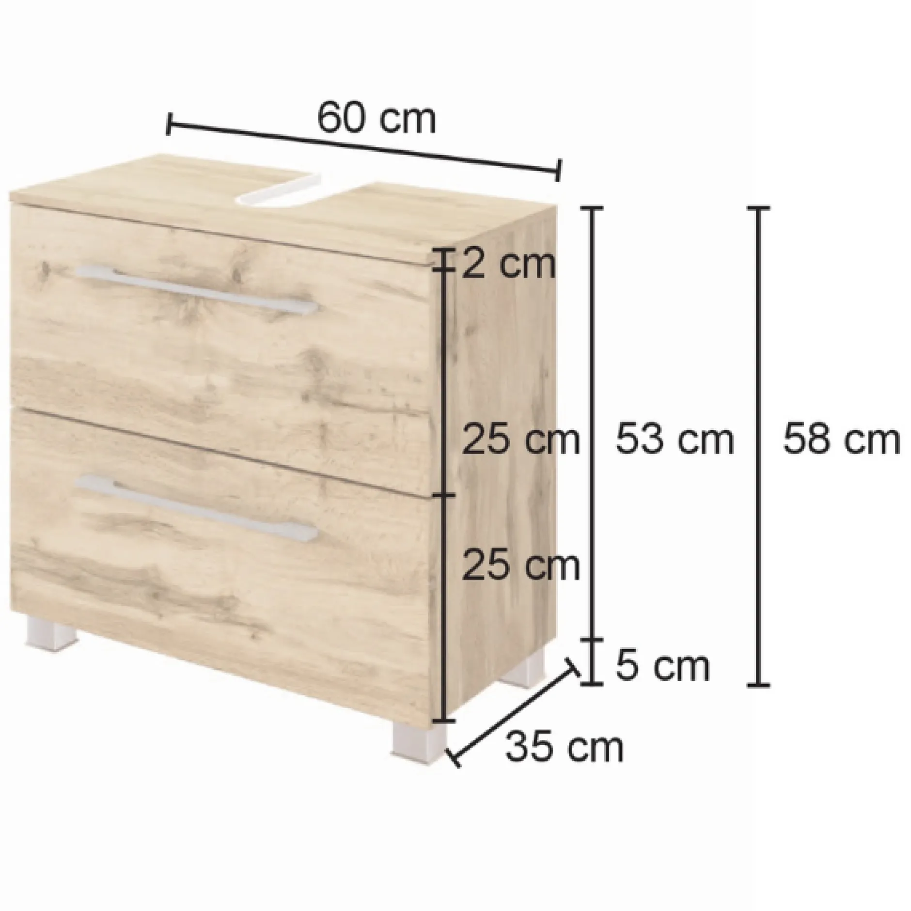 SefaBadezimmer : Spiegelschrank, Waschtischunterschrank, Regal - Eiche/Weiß