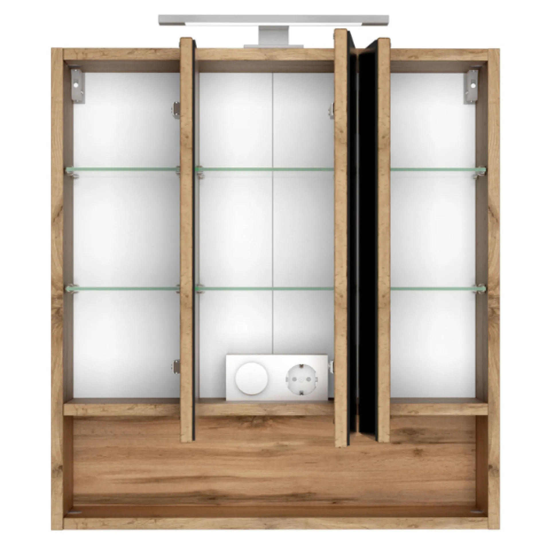 SefaBadezimmer : Spiegelschrank, Waschtischunterschrank, Regal - Eiche/Weiß