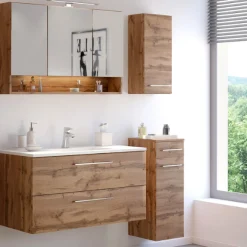 SefaBadezimmer : Spiegelschrank, Waschtischschrank, Hängeschränke - Eiche Dekor