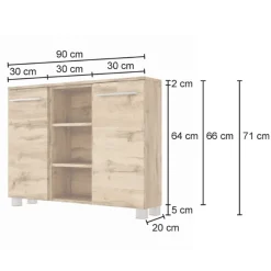 SefaBadezimmer : Spiegelschrank, Waschbeckenunterschrank, Regal, Ablageschrank - Eiche/Weiß