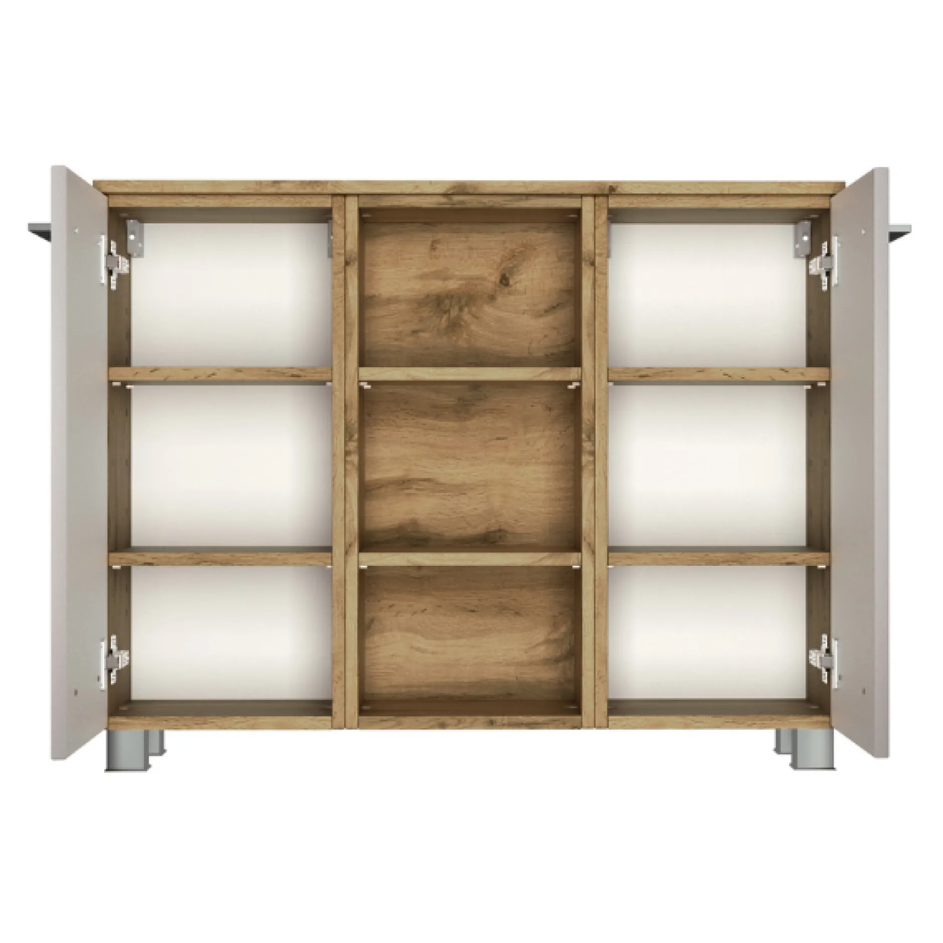 SefaBadezimmer : Spiegelschrank, Waschbeckenunterschrank, Regal, Ablageschrank - Eiche/Weiß