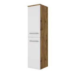 SefaBadezimmer : Spiegelschrank, Waschtischschrank, Säulenschrank - Eiche/Weiß