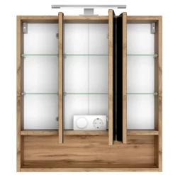 SefaBadezimmer : Spiegelschrank, Waschtischschrank, Säulenschrank, Regal - Eiche/Weiß