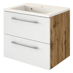 SefaBadezimmer : Spiegelschrank, Waschtischschrank, Säulenschrank, Regal - Eiche/Weiß
