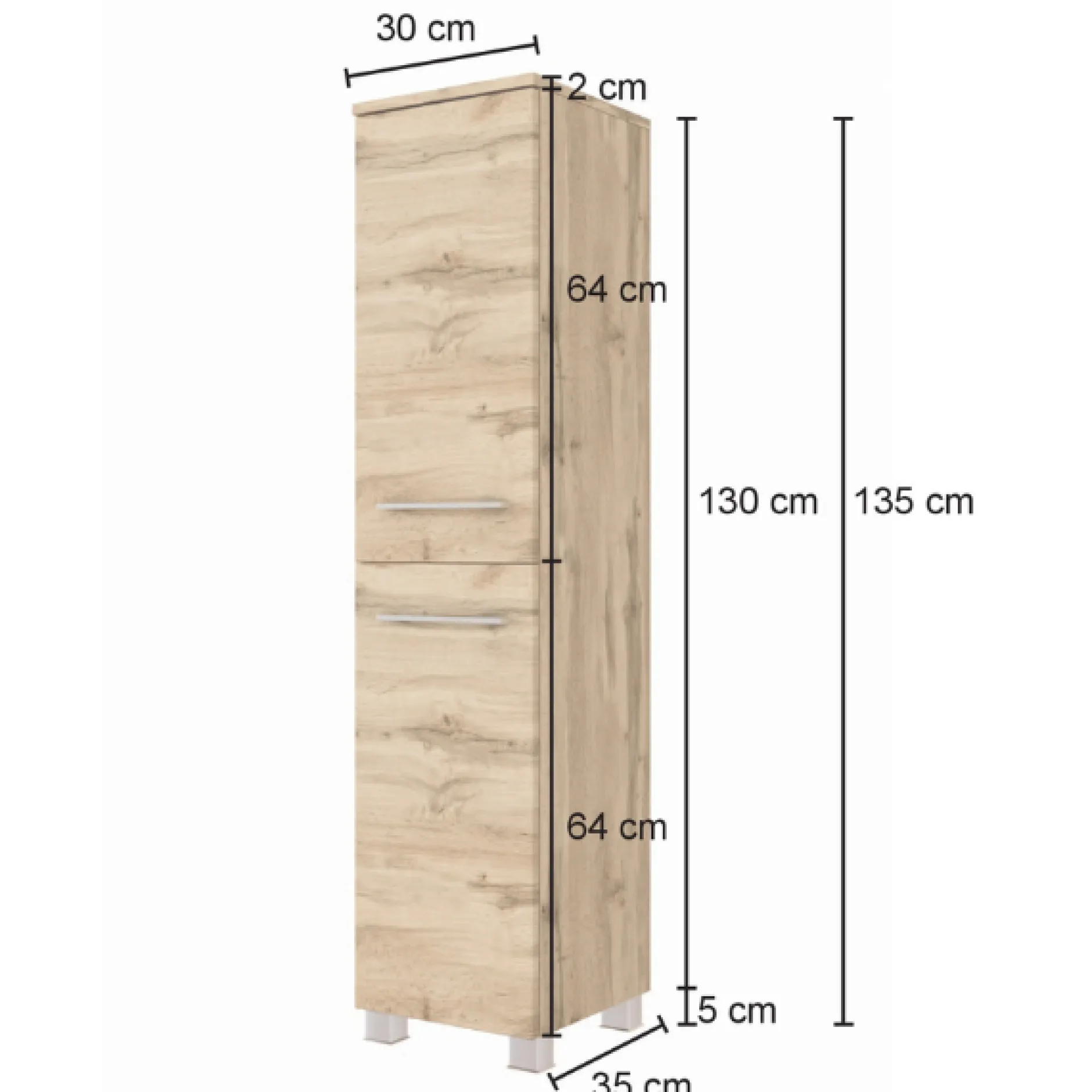 SefaBadezimmer : Spiegelschrank, Waschtischschrank, Säulenschrank, Regal - Eiche/Weiß