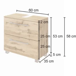 SefaBadezimmer : Wandschrank, Spiegelschrank, Waschbeckenunterschrank, Regal - Eiche
