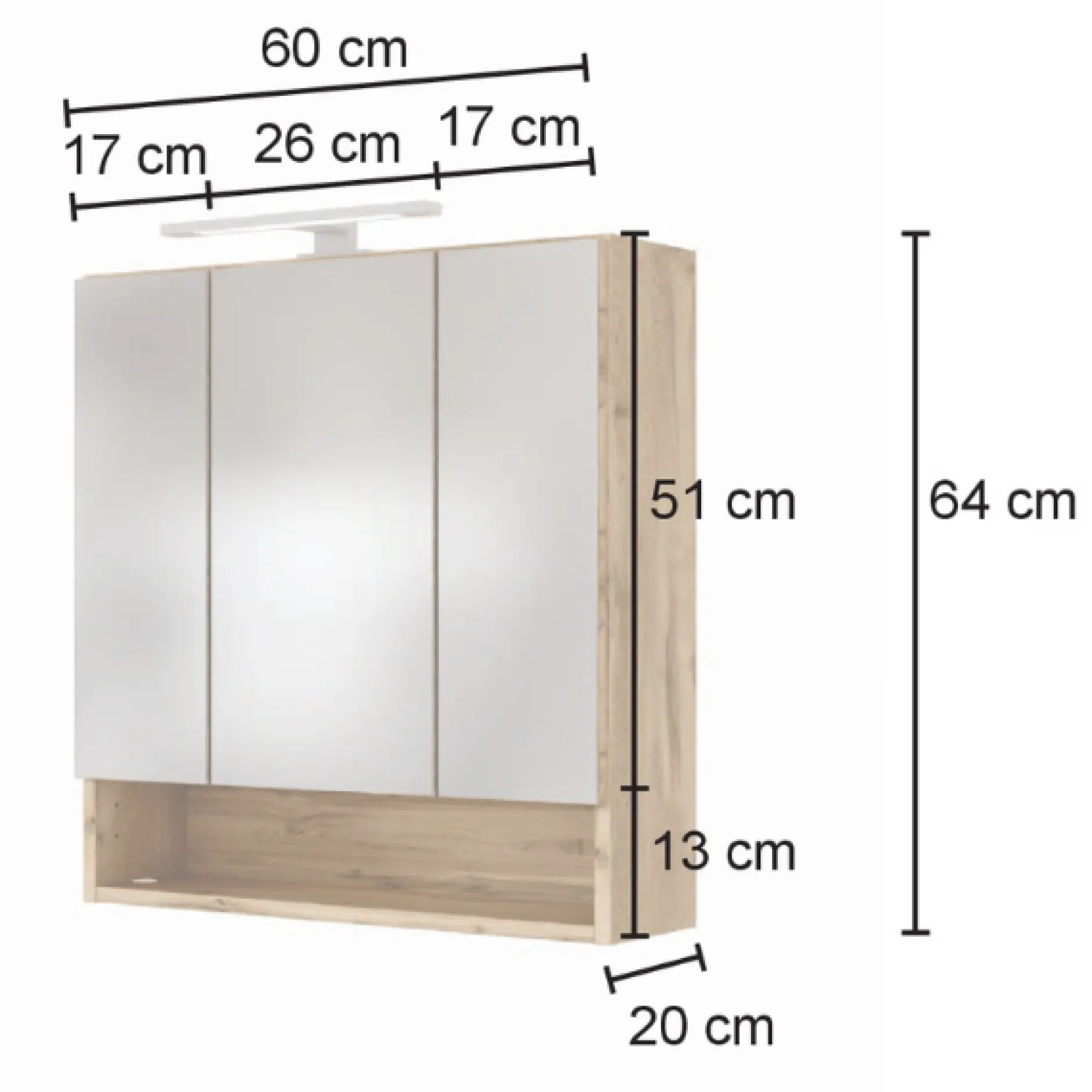 SefaBadezimmer : Wandschrank, Spiegelschrank, Waschbeckenunterschrank, Regal - Eiche