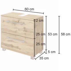 SefaBadezimmer : Wandschrank, Spiegelschrank, Waschtischunterschrank - Eiche