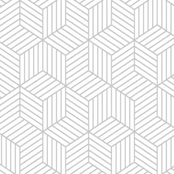 Selbstklebende Tapete Striped Hexagon - weiß/grau