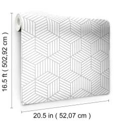 Selbstklebende Tapete Striped Hexagon - weiß/grau