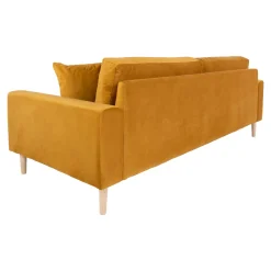 Senfgelbes 3-Sitzer-Sofa aus Samt mit Kissen