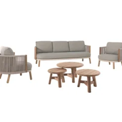 Sessel für den Außenbereich Mendoza - gescova - 83x80x90 cm - beige/Teak