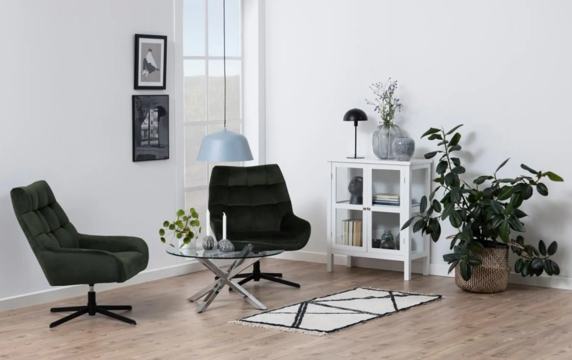 Sessel Paris - 73x82x88 cm - drehbar - dunkelgrüner Samt