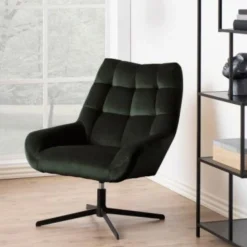 Sessel Paris - 73x82x88 cm - drehbar - dunkelgrüner Samt