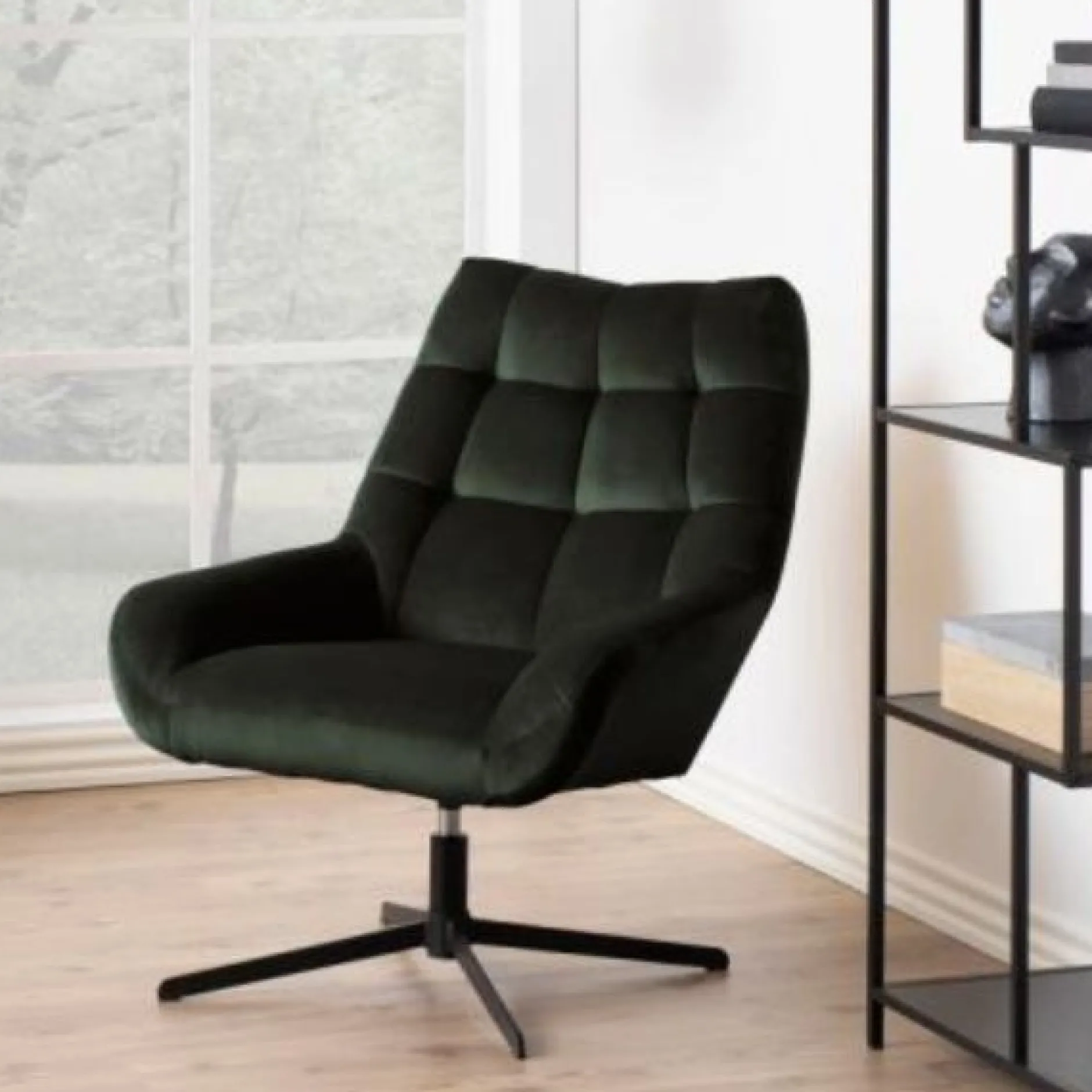 Sessel Paris - 73x82x88 cm - drehbar - dunkelgrüner Samt