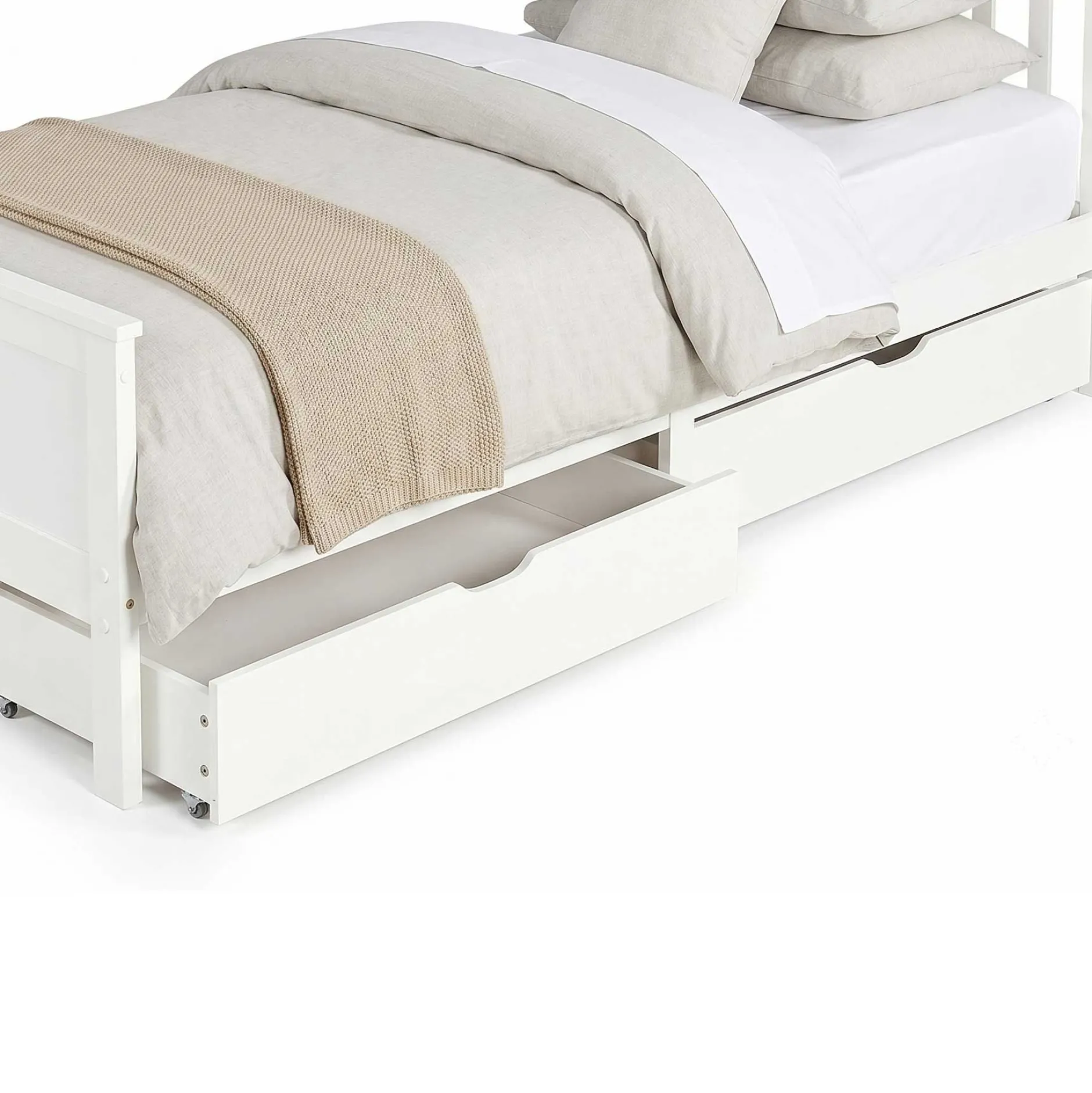 Set aus 2 Aufbewahrungsschubladen - 95x51x20cm - massivem Kiefernholz - weiß