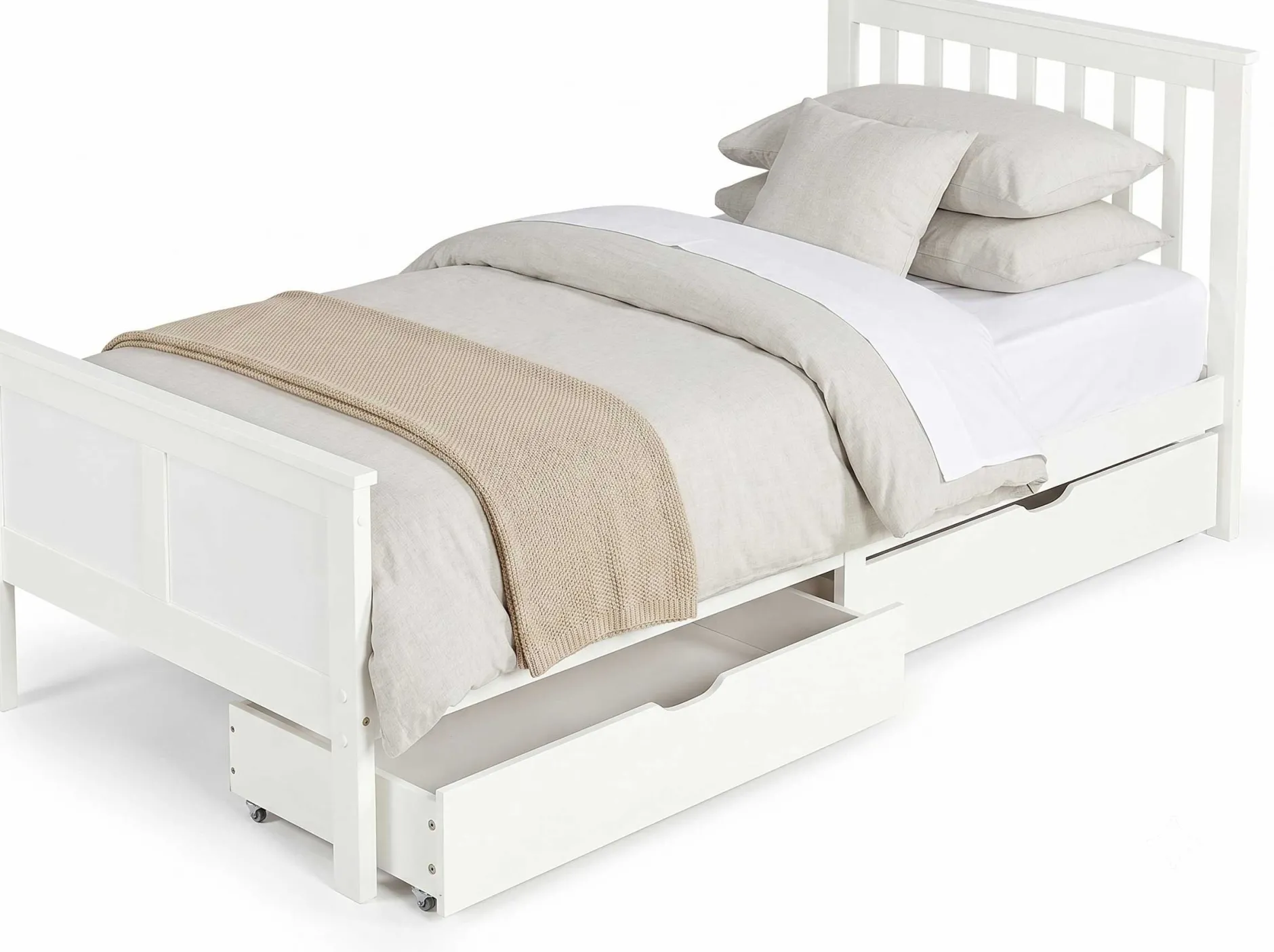 Set aus 2 Aufbewahrungsschubladen - 95x51x20cm - massivem Kiefernholz - weiß