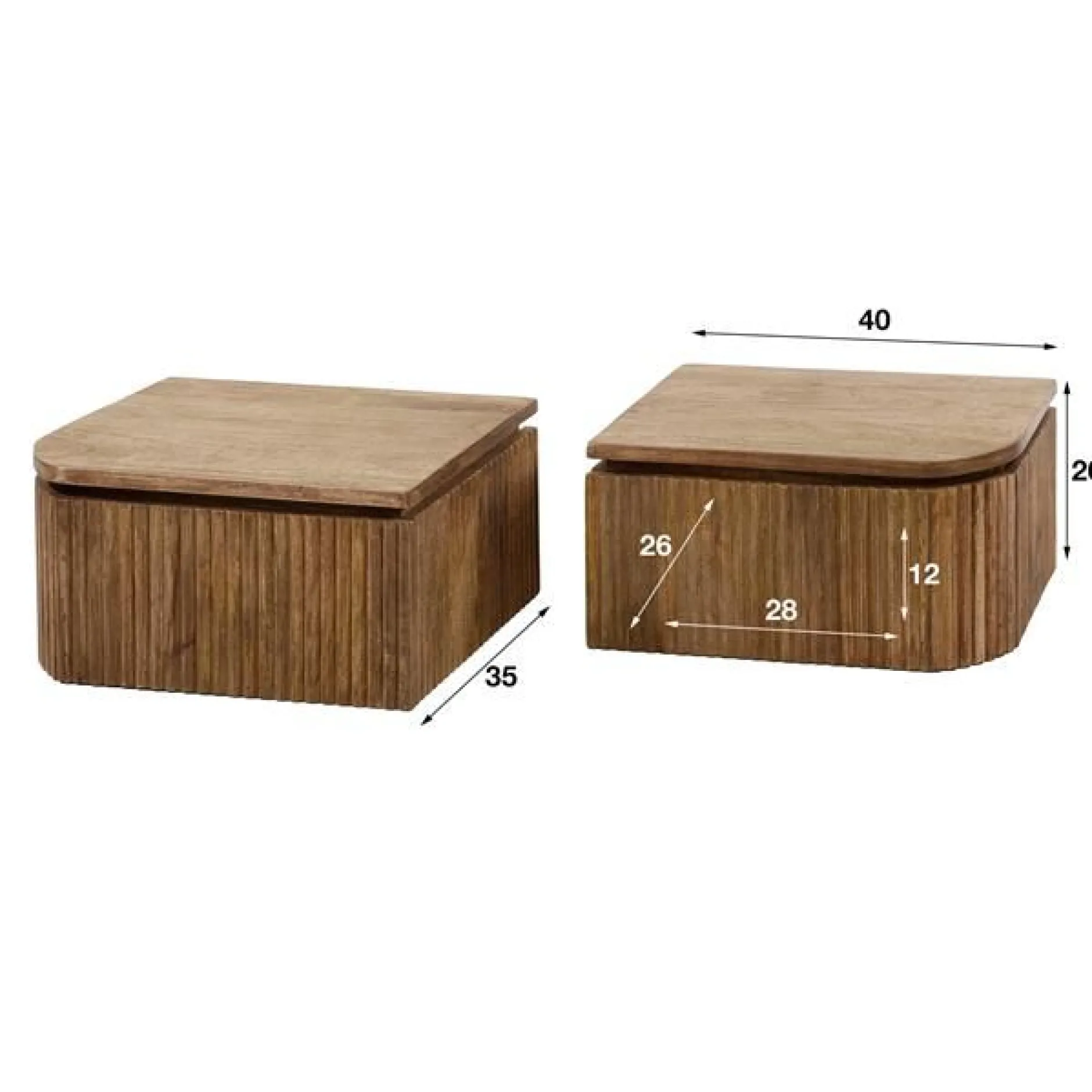 Set aus 2 Nachttischen Welle Mangoholz