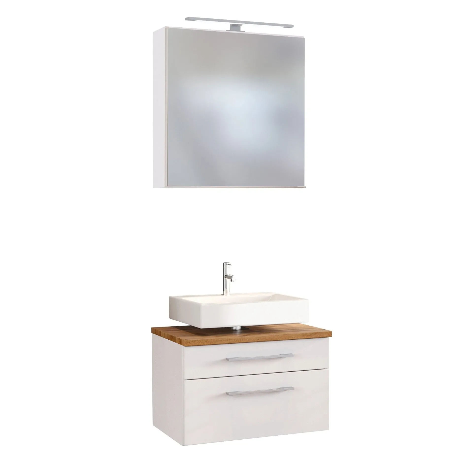 Set aus Waschtischunterschrank und Spiegelschrank Dasa 60cm - weiß