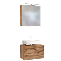 Set aus Waschtischunterschrank und Spiegelschrank Dasa 60cm - Eiche wotan