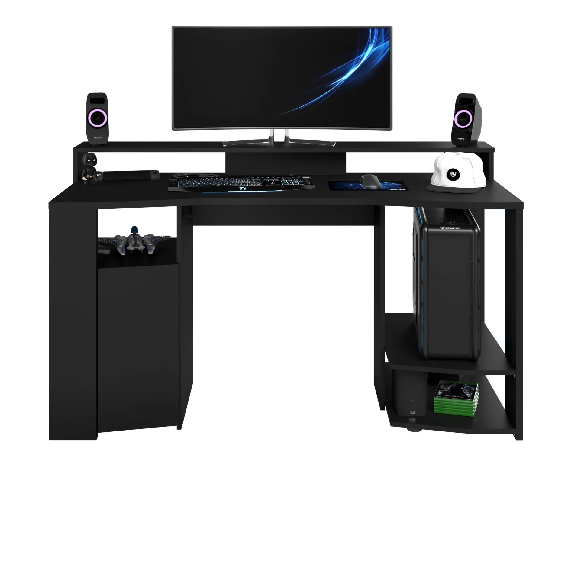 Set Gaming | Schreibtisch und Bücherregal