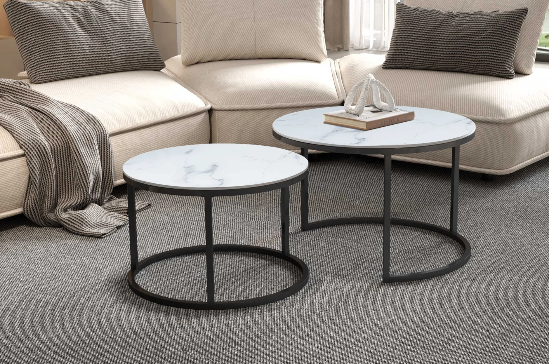 Set mit 3 Beistelltischen Jenna - alte Eiche