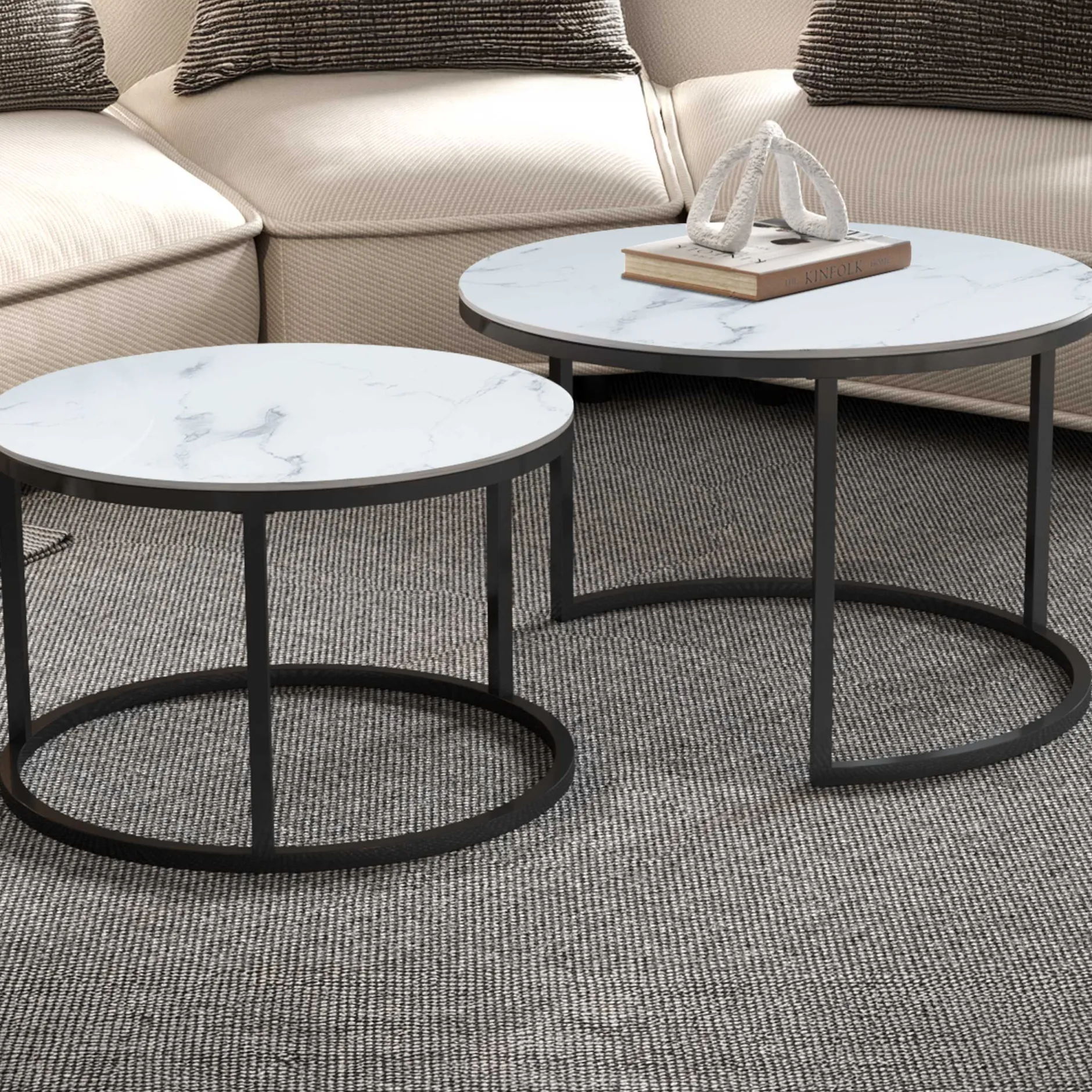 Set mit 3 Beistelltischen Jenna - alte Eiche