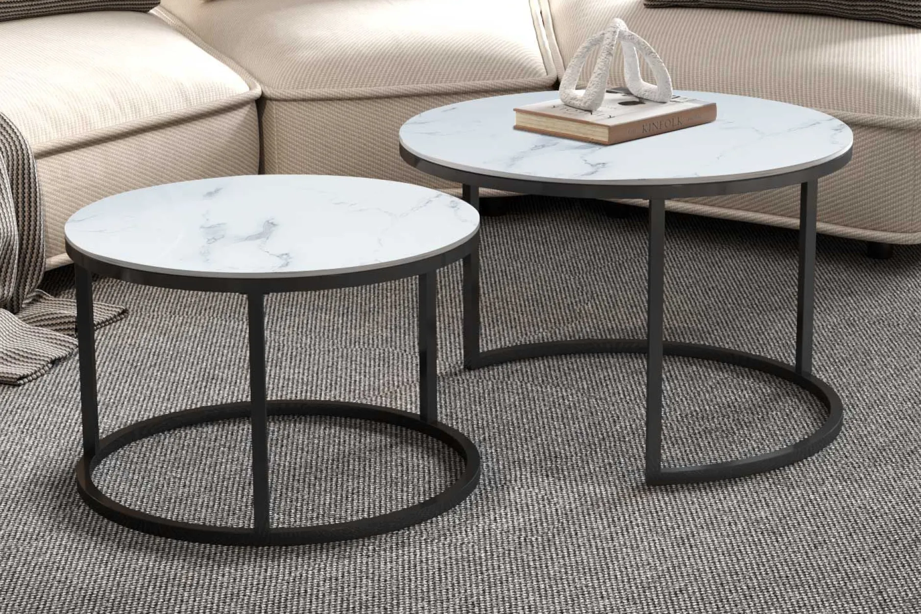 Set mit 3 Beistelltischen Jenna - alte Eiche