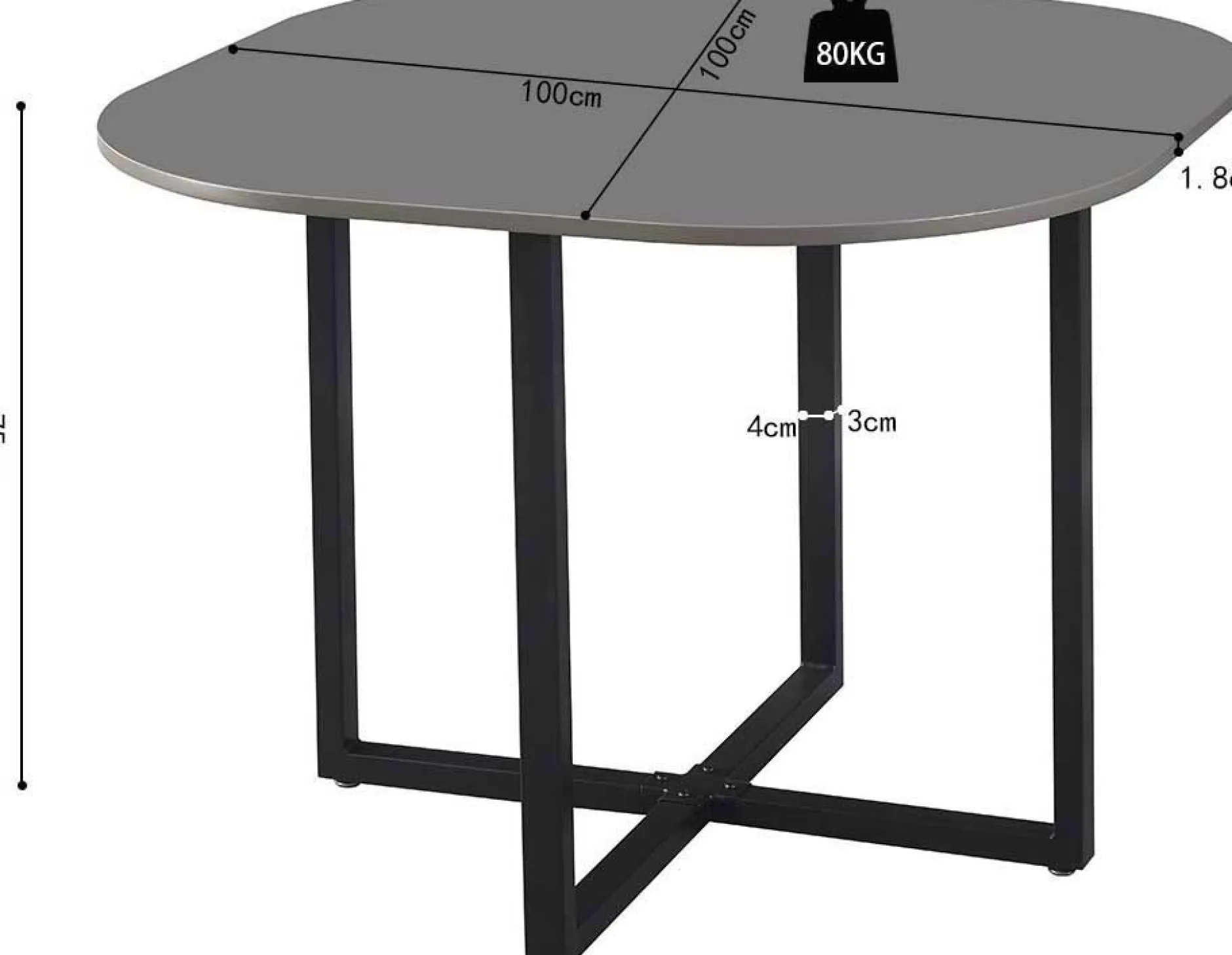 Set Tisch und Stühle Eva | 100 x 100 x 75 cm | Grau