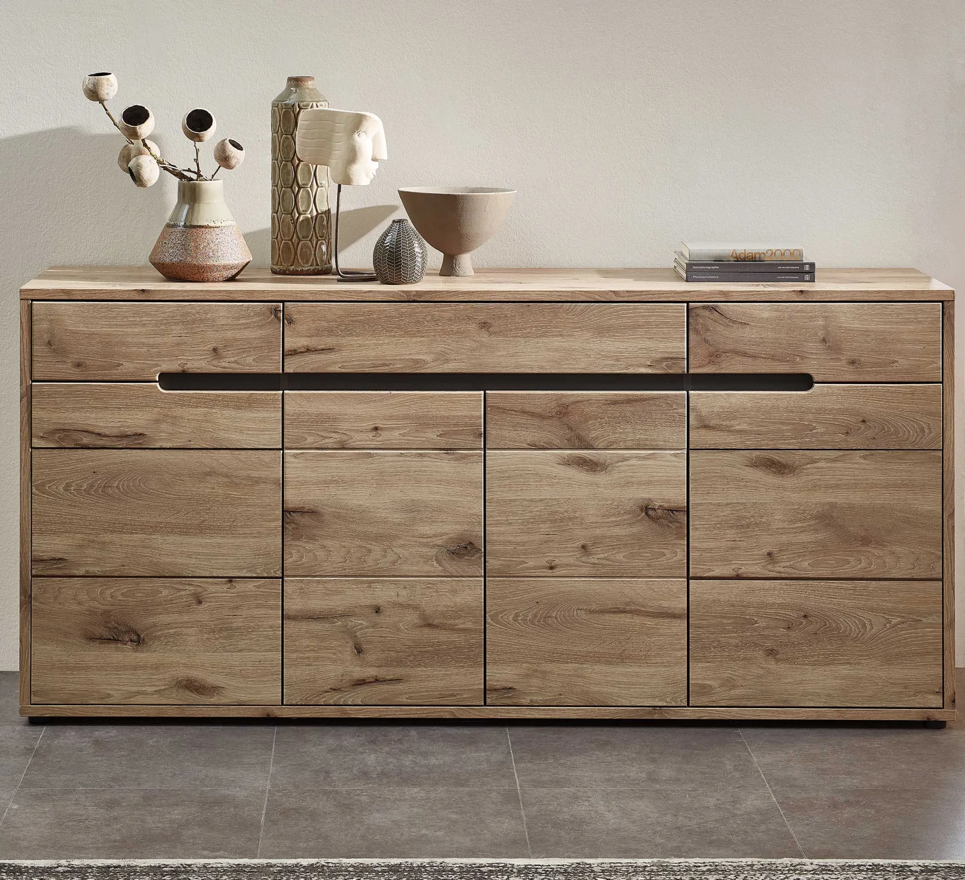 Sideboard Bellini 185cm 3 Schubladen und 3 Türen - Eiche/anthrazit