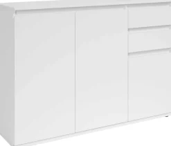 Sideboard Brest - 119x35x84cm - 3 Türen und 2 Schubladen - weiß