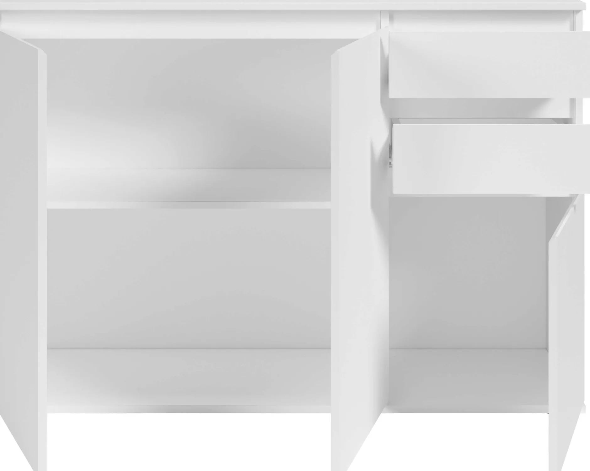 Sideboard Brest - 119x35x84cm - 3 Türen und 2 Schubladen - weiß