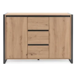 Sideboard Damon 120cm mit 2 Türen und 3 Schubladen - Eiche Dekor/anthrazit