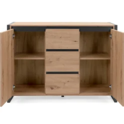 Sideboard Damon 120cm mit 2 Türen und 3 Schubladen - Eiche Dekor/anthrazit