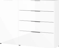 Sideboard Dudek 134cm mit 4 Schubladen und 1 Tür - weiß