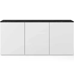 Sideboard Join 180cm hoch Modell mit 3 Türen - matt weiß/schwarzer Marmor