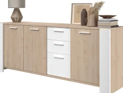 Sideboard London | 219,8 x 52 x 86,5 cm | Eiche/weiß