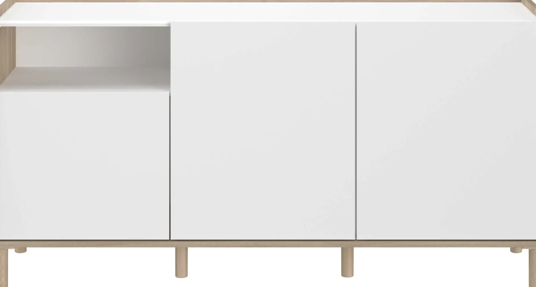 Sideboard Morpheus - 150x40x75cm - 3 Türen - Eiche Dekor/Weiß