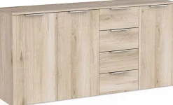 Sideboard Spectre - 159x37x78cm - 3 Türen und 4 Schubladen - Eichendekor