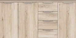 Sideboard Spectre - 159x37x78cm - 3 Türen und 4 Schubladen - Eichendekor