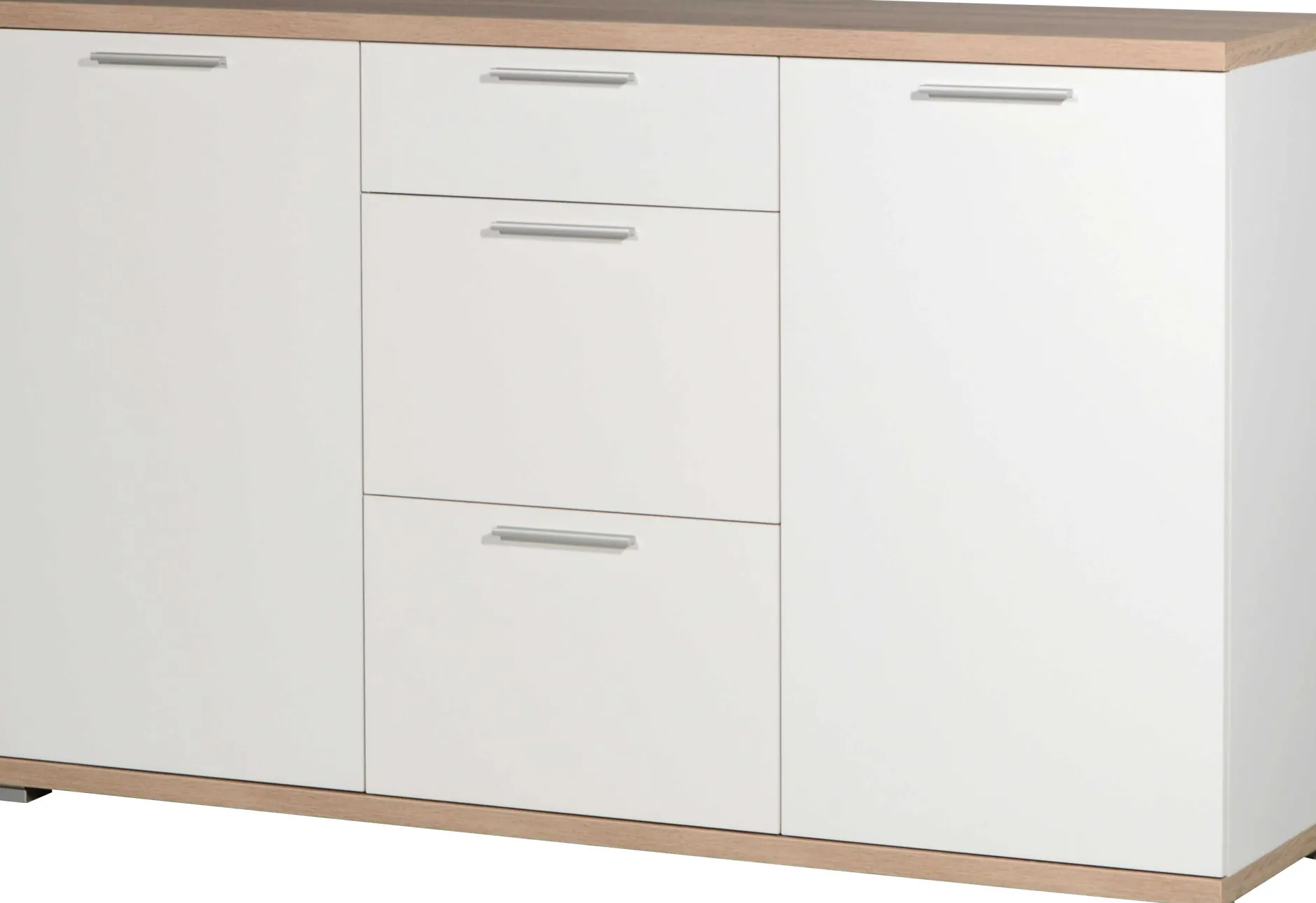 Sideboard Tosun 144 cm mit 2 Türen und 3 Schubladen - weiß/Eiche