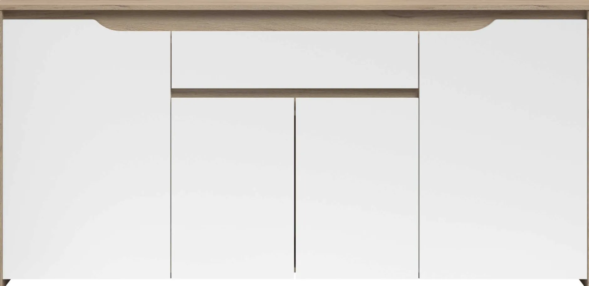 Sideboard Wendy - 184x46x86cm - 4 Türen und 1 Schublade - Eiche Dekor/Weiß