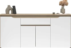 Sideboard Wendy - 184x46x86cm - 4 Türen und 1 Schublade - Eiche Dekor/Weiß