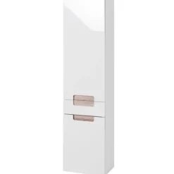 SienaBadezimmer : Säulenschrank, Spiegelschrank, Waschbeckenunterschrank, Hängeschränke - Hochglanz weiß