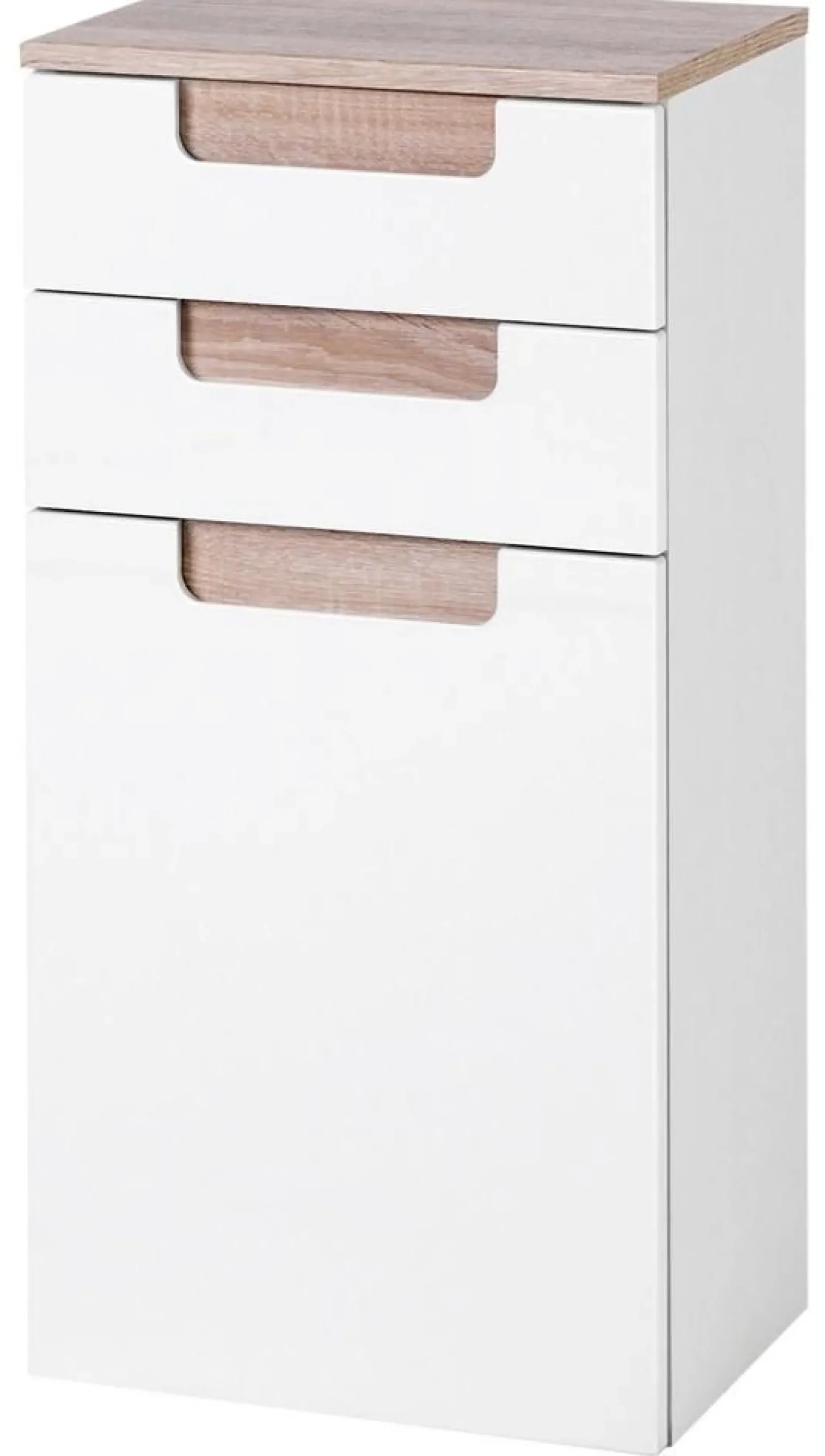 SienaBadezimmer : Säulenschrank, Spiegelschrank, Waschbeckenunterschrank, Hängeschränke - Hochglanz weiß