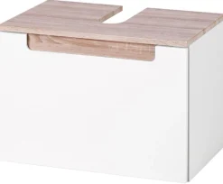 SienaBadezimmer : Säulenschrank, Spiegelschrank, Waschbeckenunterschrank, Hängeschränke - Hochglanz weiß