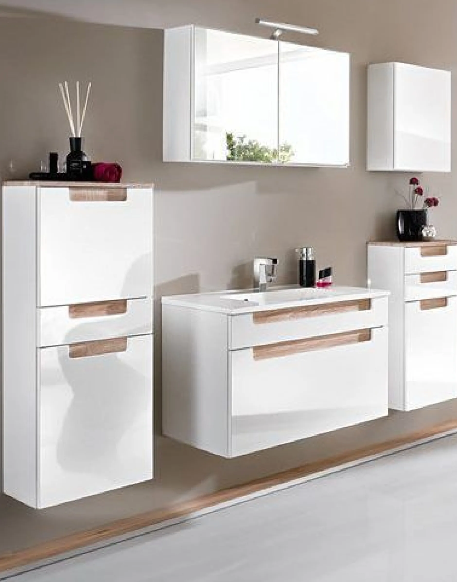 Siena 80cm Waschtischunterschrank - weiß/braun