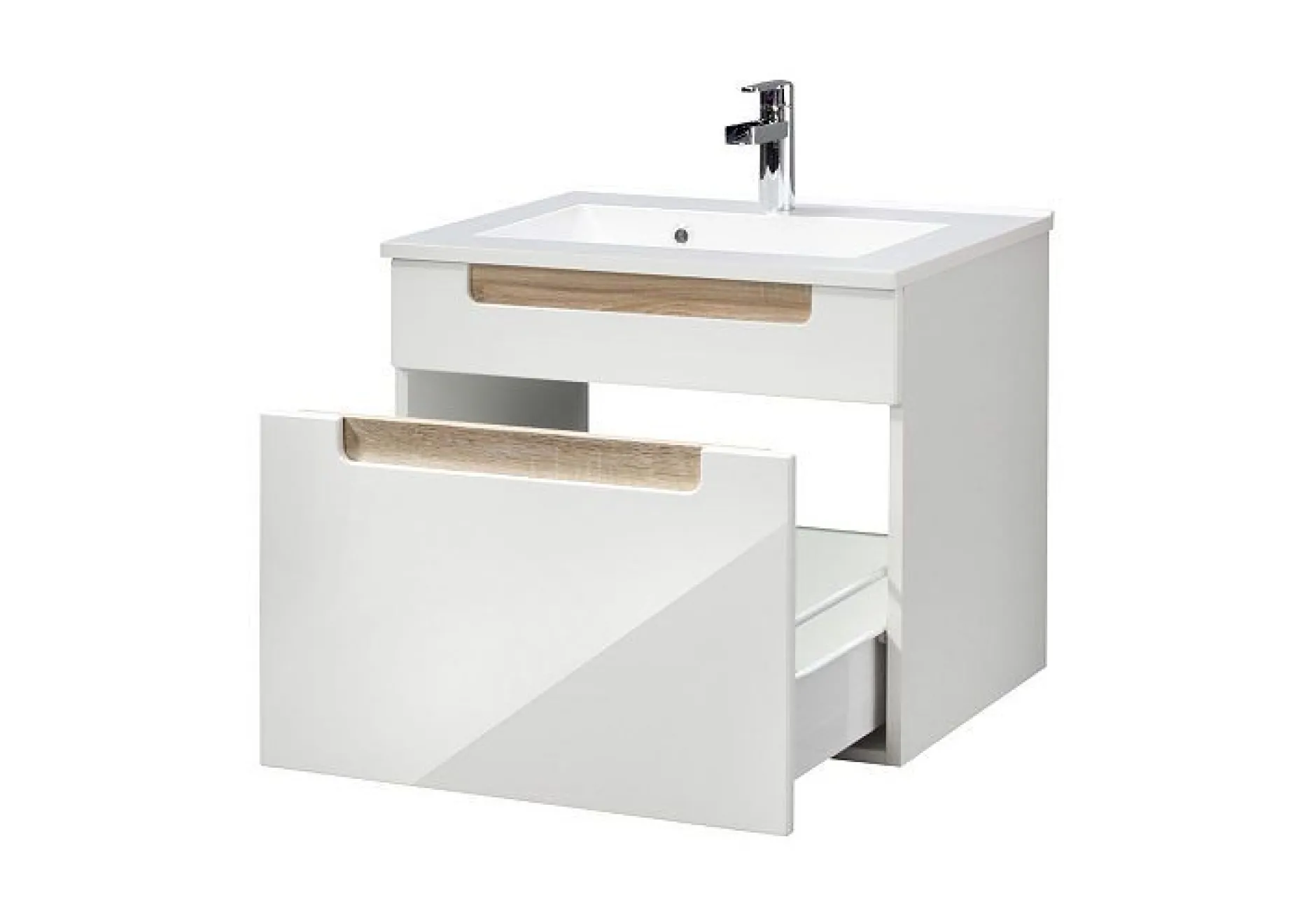 Siena 60cm Waschtischunterschrank - weiß/braun