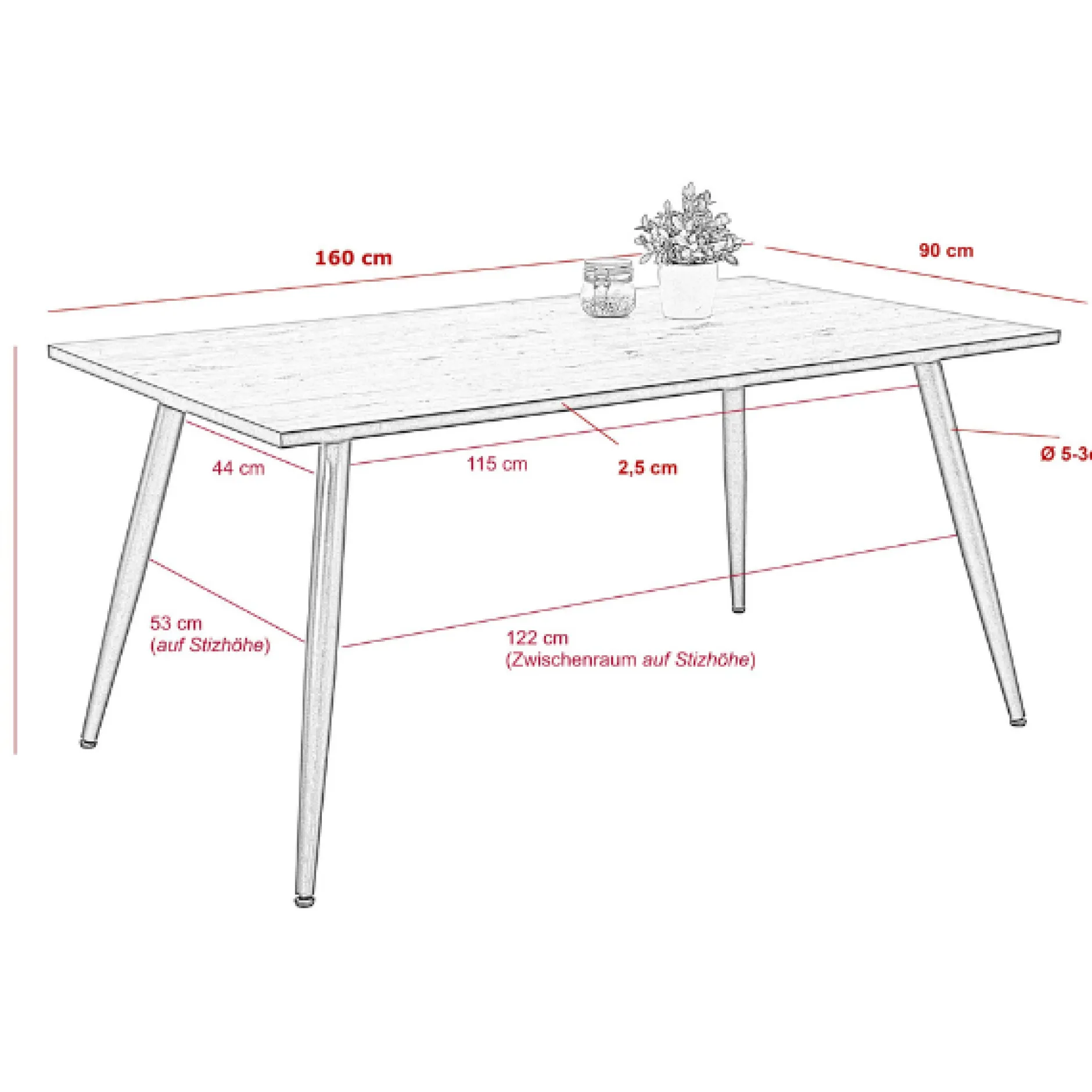 Sinba Esstisch 160x90 cm-Altholz